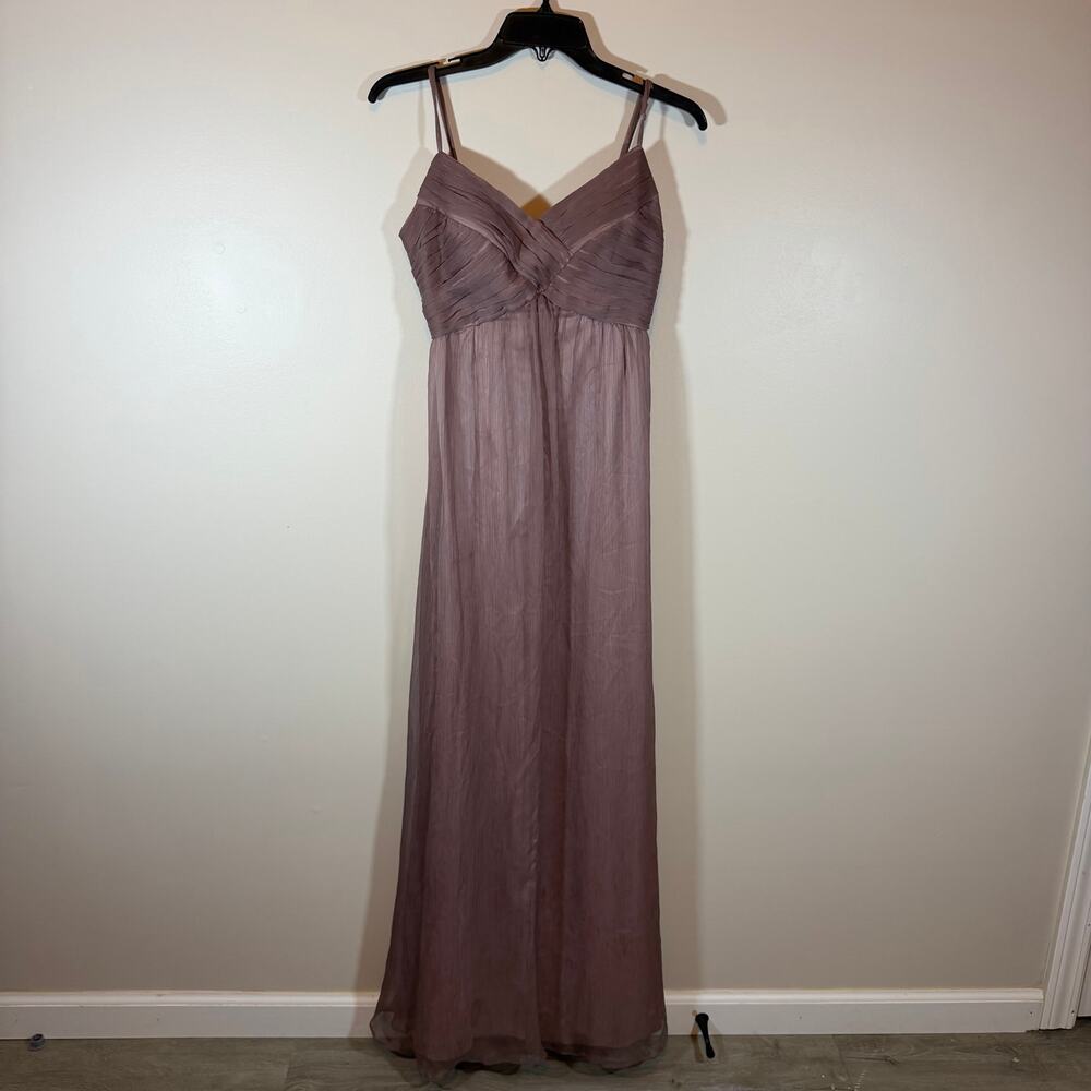 BHLDN Brigette Dress Crinkled Chiffon Ruched Dusty Purple Bridesmaid Womens S